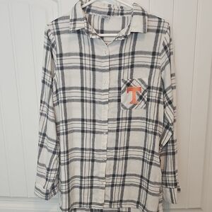 Plaid Button-Up Shirt with Tennessee Logo